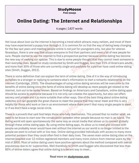 against online dating essay